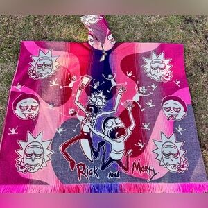 Ricky and Morty inspired adult alpaca poncho, one size, unisex, made in Ecuador